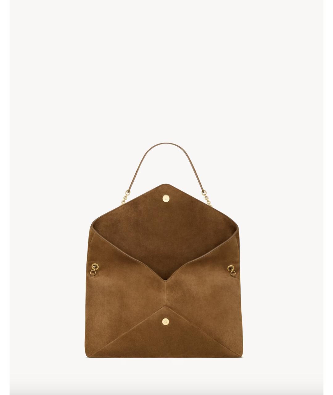 SAINT LAURENT Коричневая замшевая сумка через плечо, фото 3