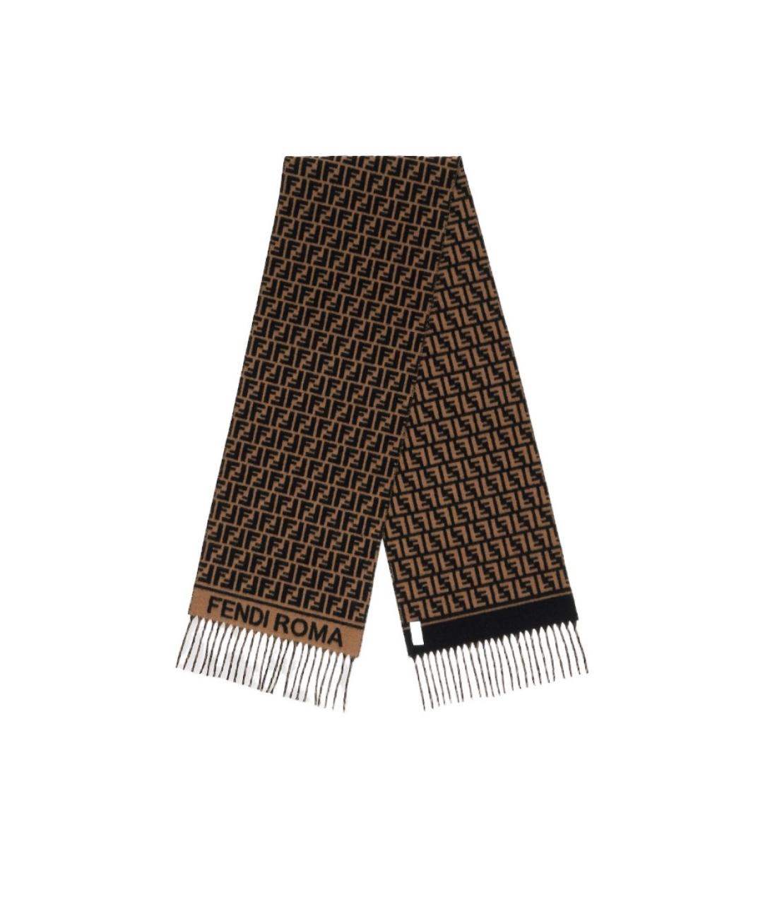 FENDI Черный шерстяной шарф, фото 1