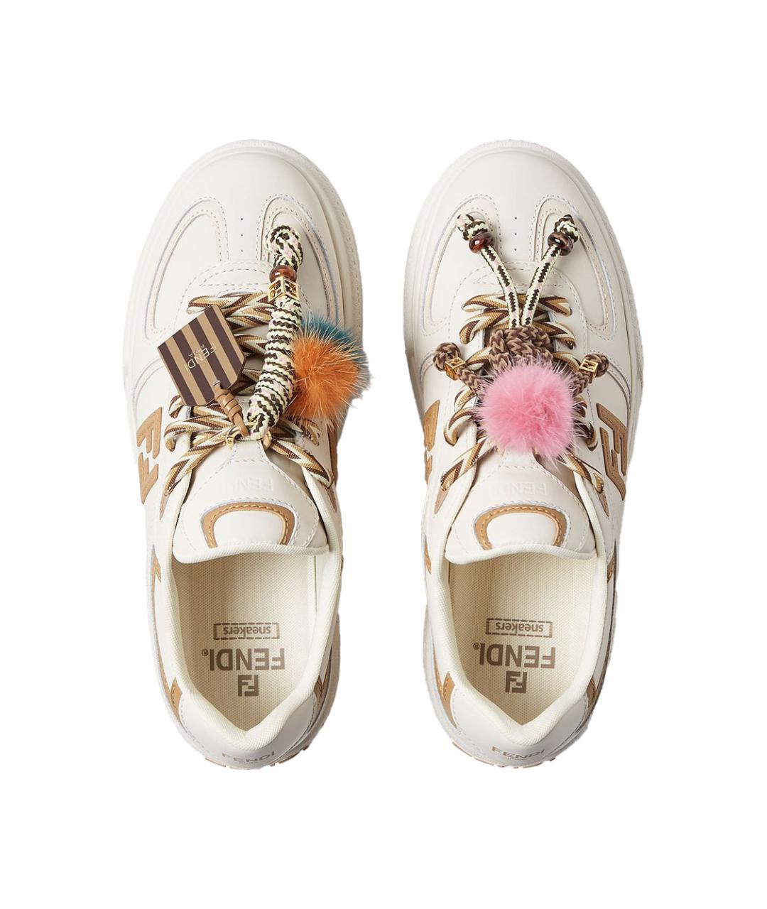 FENDI Белые кожаные кеды, фото 4