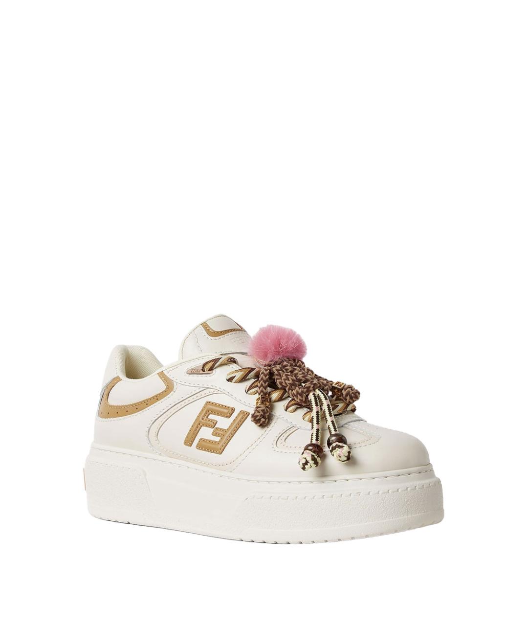 FENDI Белые кожаные кеды, фото 2
