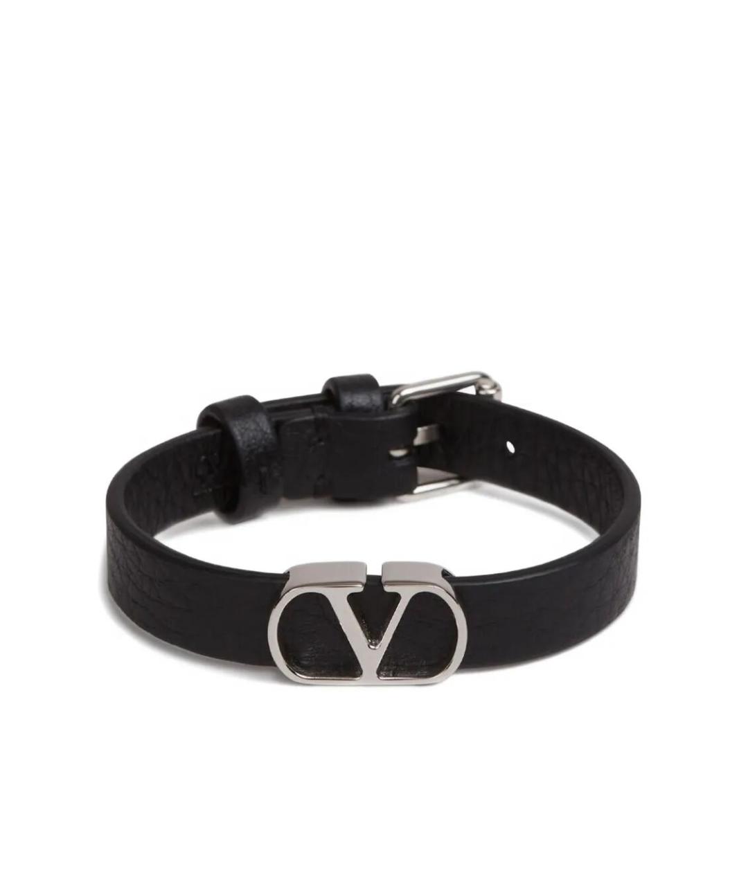 VALENTINO Черный кожаный браслет, фото 1