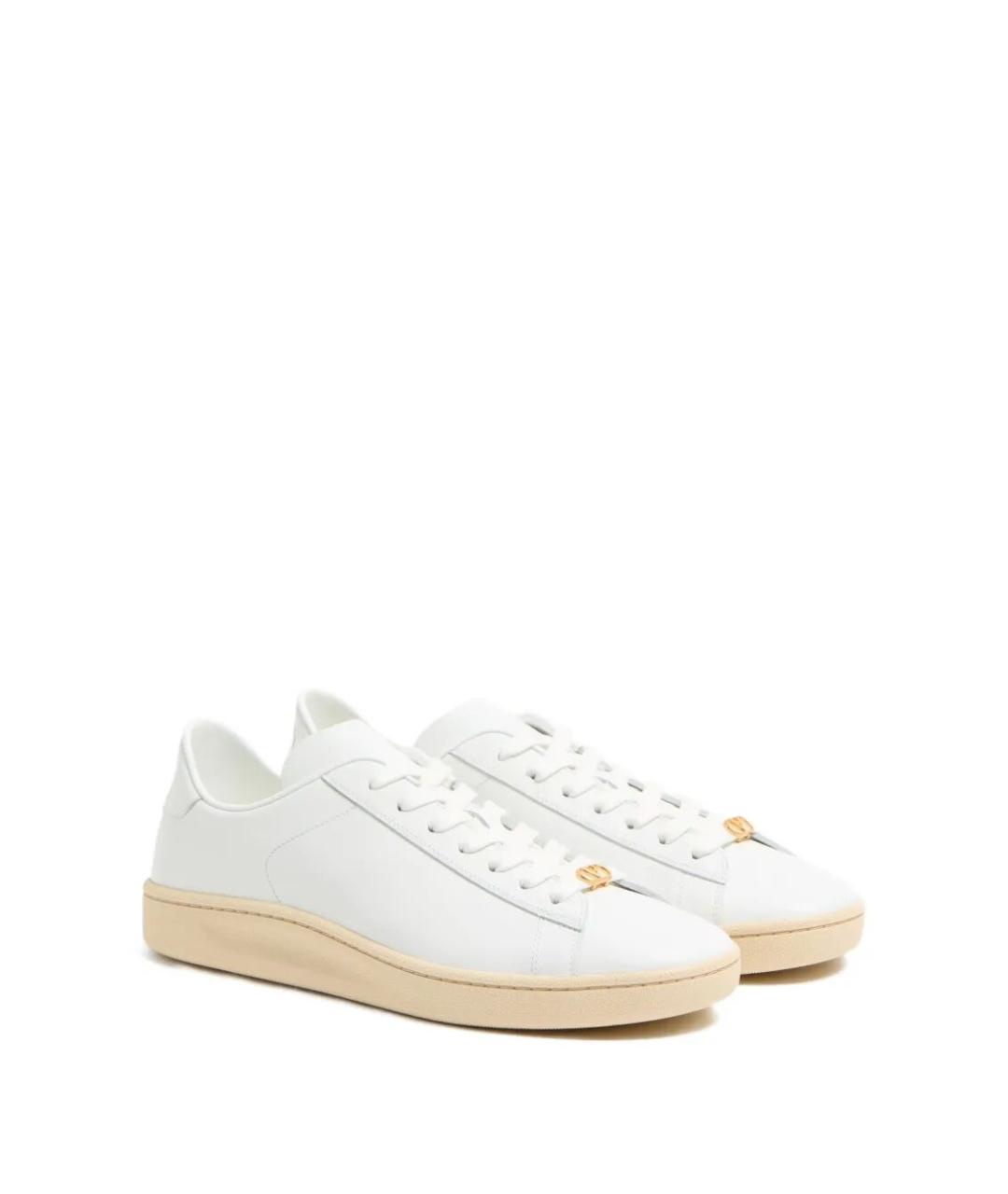 VALENTINO Белые кожаные низкие кроссовки / кеды, фото 3