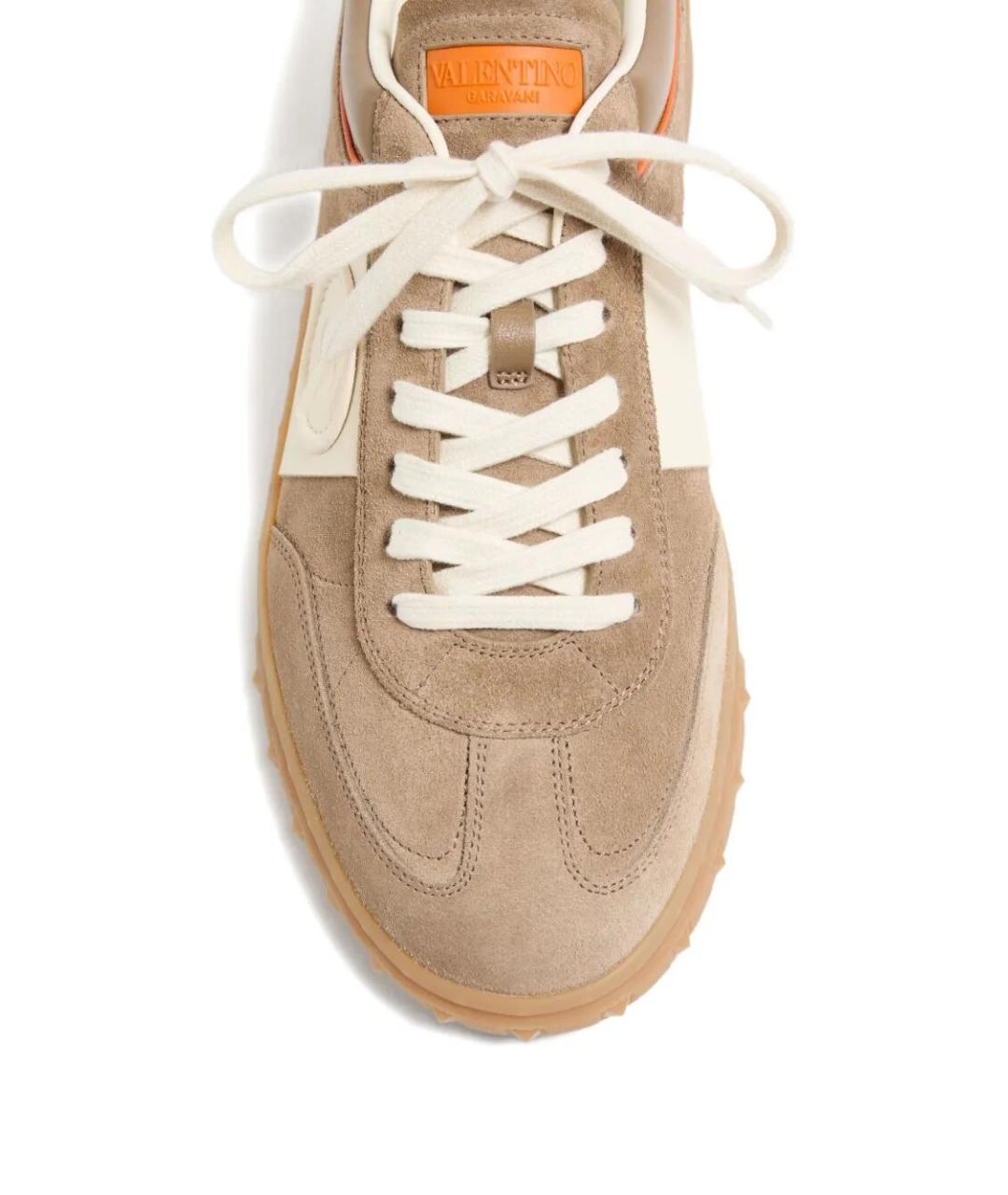VALENTINO Бежевые замшевые низкие кроссовки / кеды, фото 6