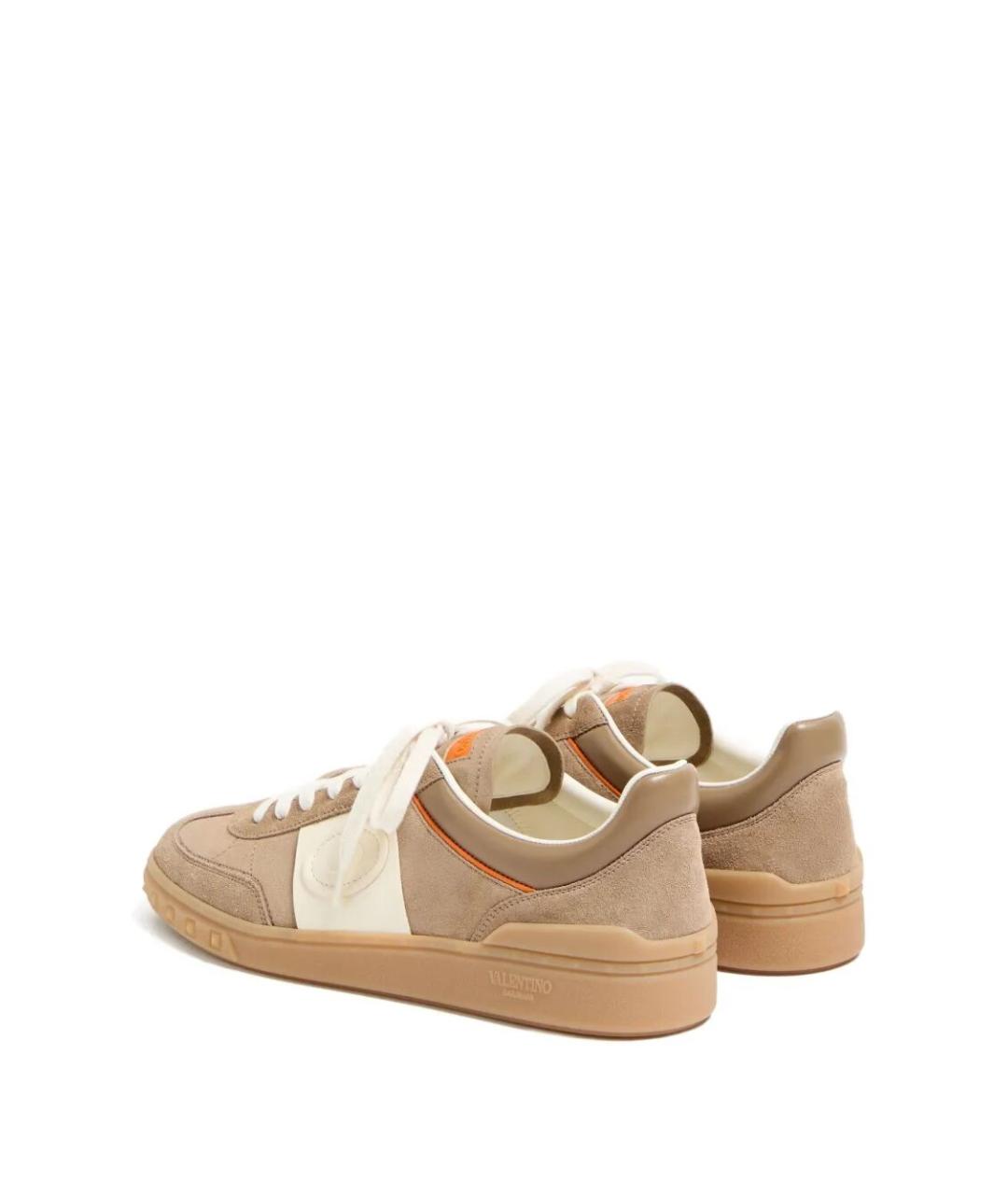 VALENTINO Бежевые замшевые низкие кроссовки / кеды, фото 4