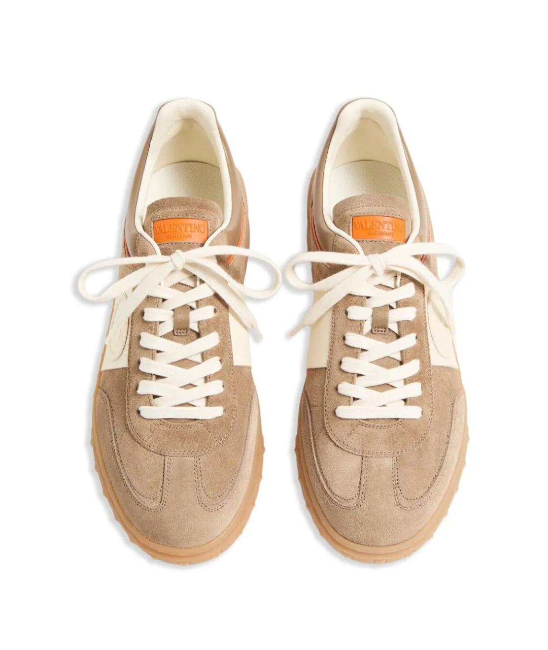 VALENTINO Бежевые замшевые низкие кроссовки / кеды, фото 5