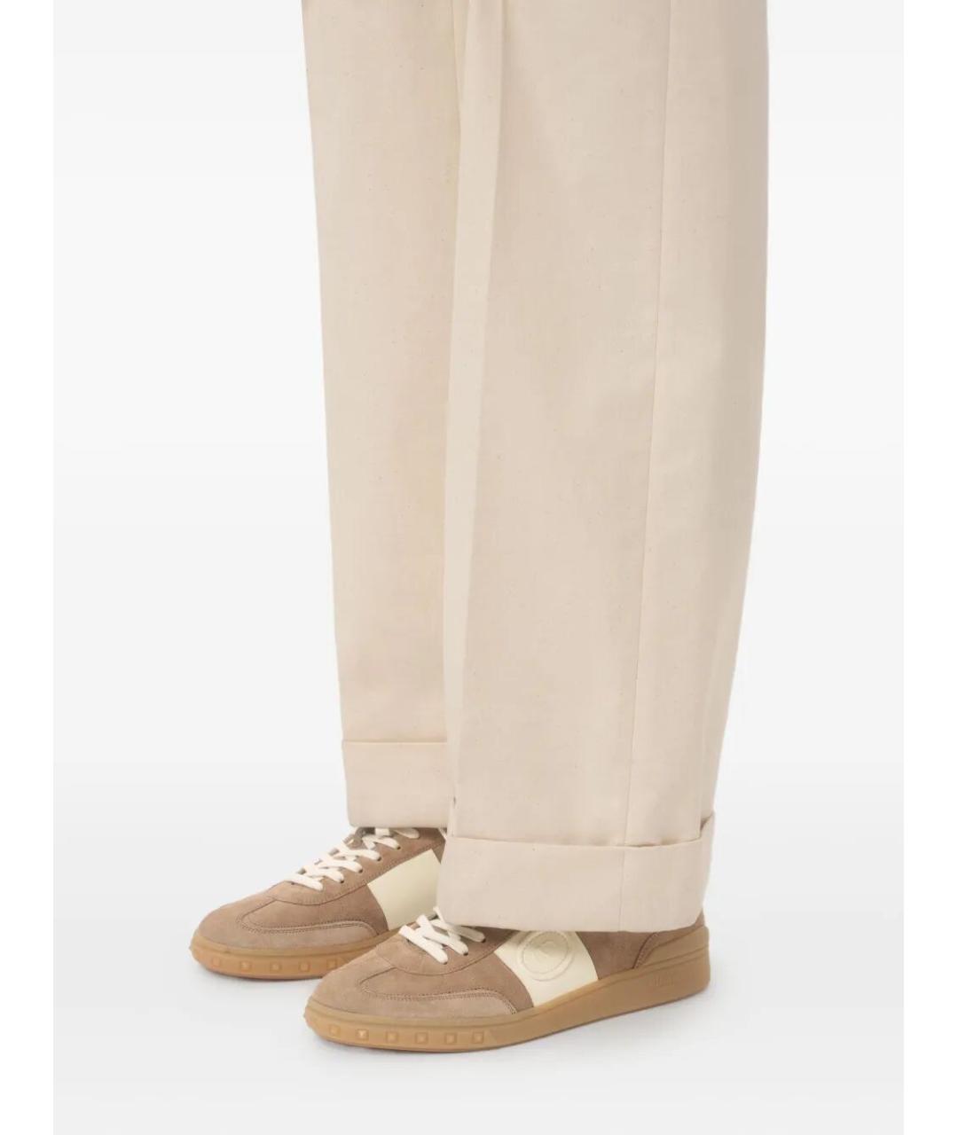 VALENTINO Бежевые замшевые низкие кроссовки / кеды, фото 2