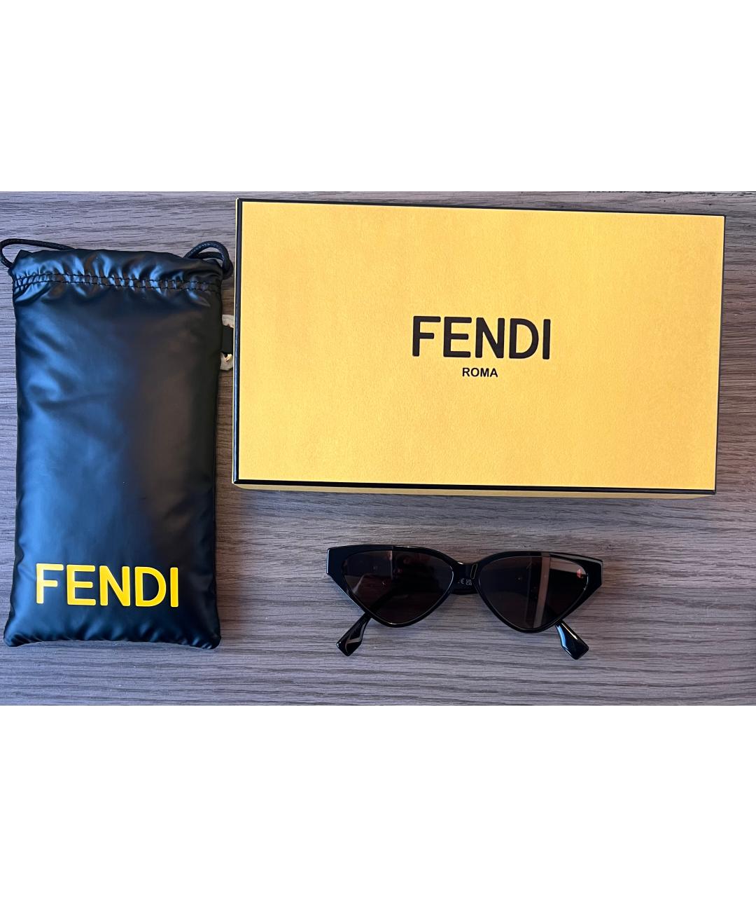 FENDI Черные металлические солнцезащитные очки, фото 2