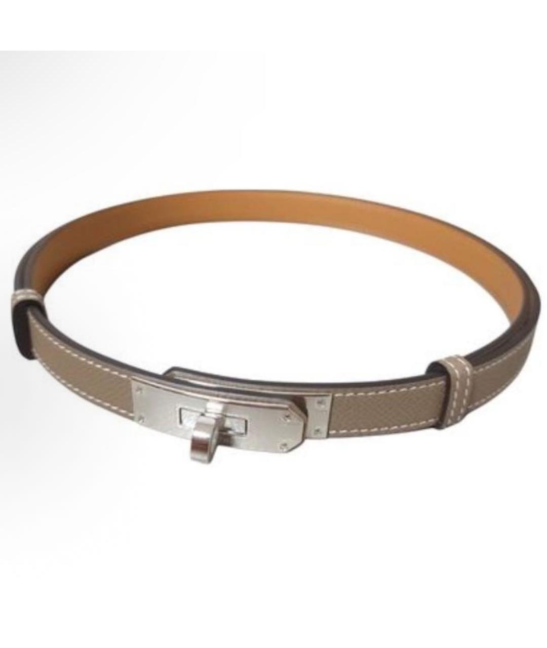 HERMES Бежевый кожаный ремень, фото 7