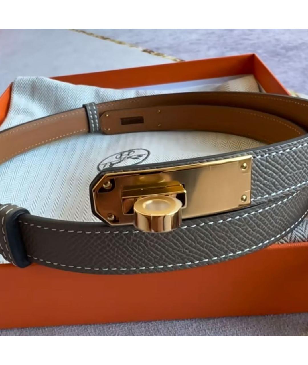 HERMES Бежевый кожаный ремень, фото 3