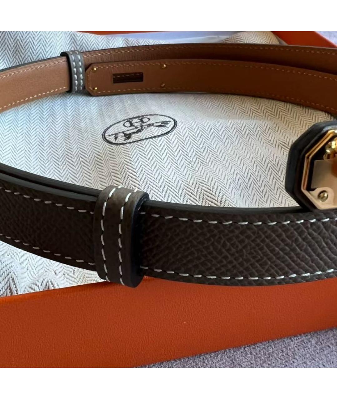HERMES Бежевый кожаный ремень, фото 6