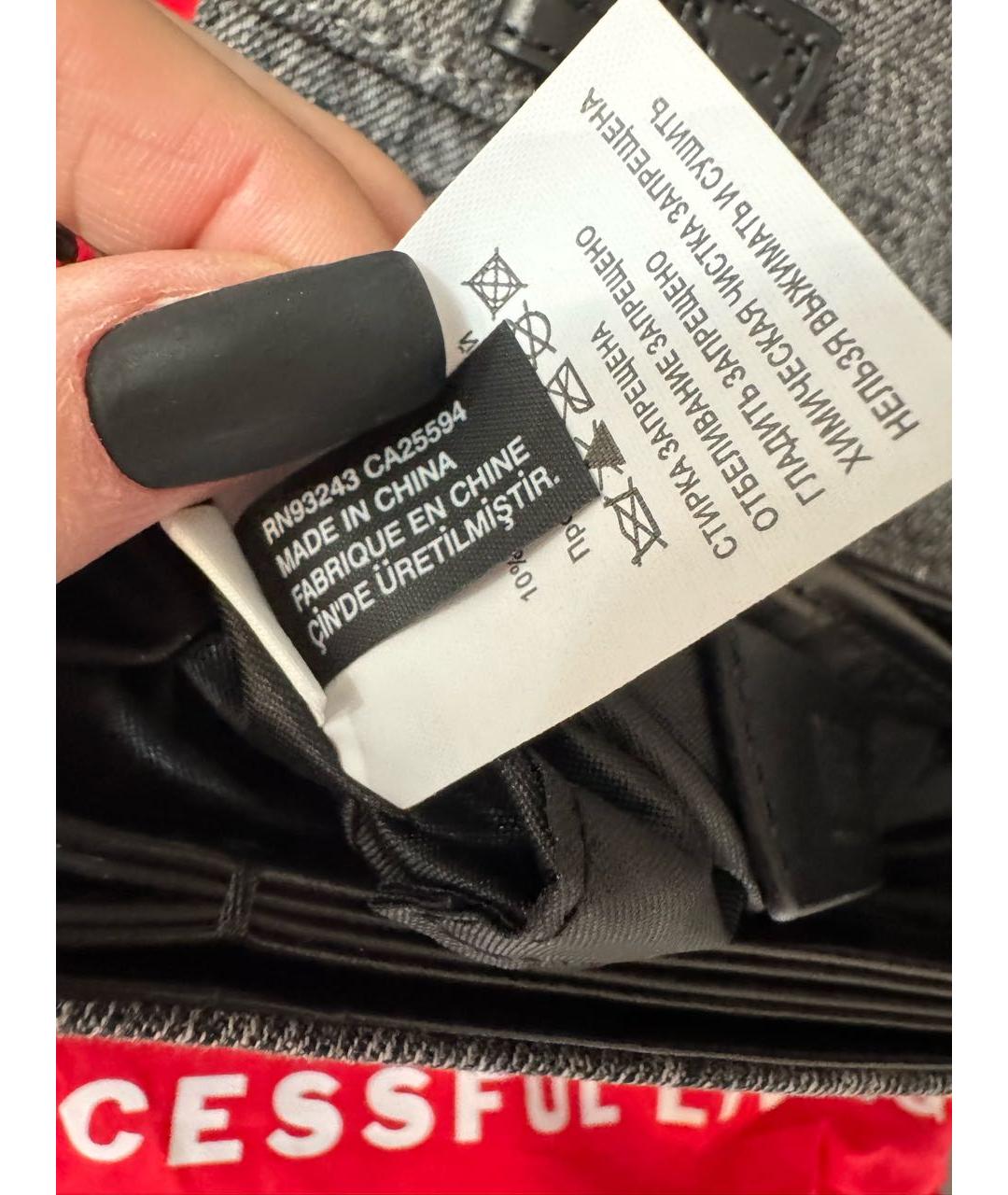 DIESEL Антрацитовая хлопковая сумка через плечо, фото 6