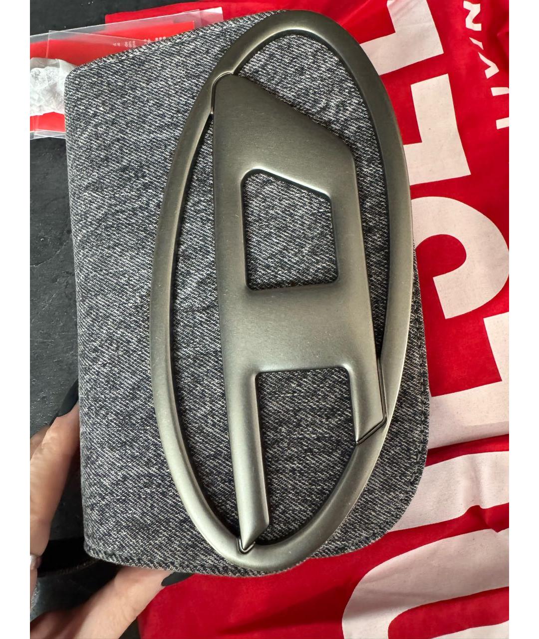 DIESEL Антрацитовая хлопковая сумка через плечо, фото 7