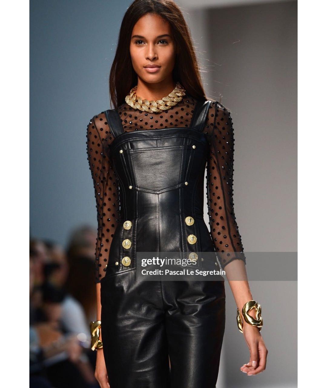 BALMAIN Черный кожаный комбинезон, фото 4