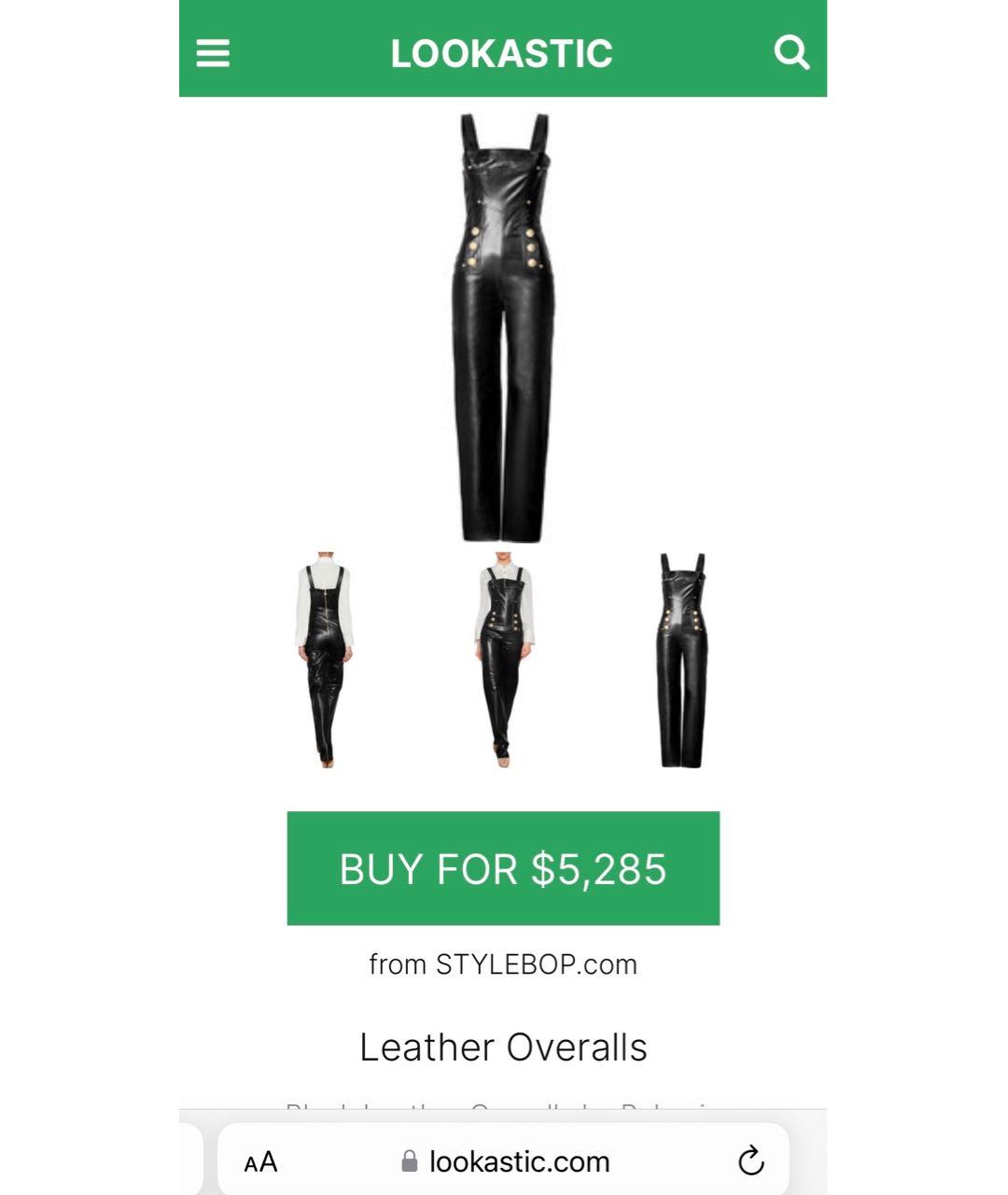 BALMAIN Черный кожаный комбинезон, фото 2