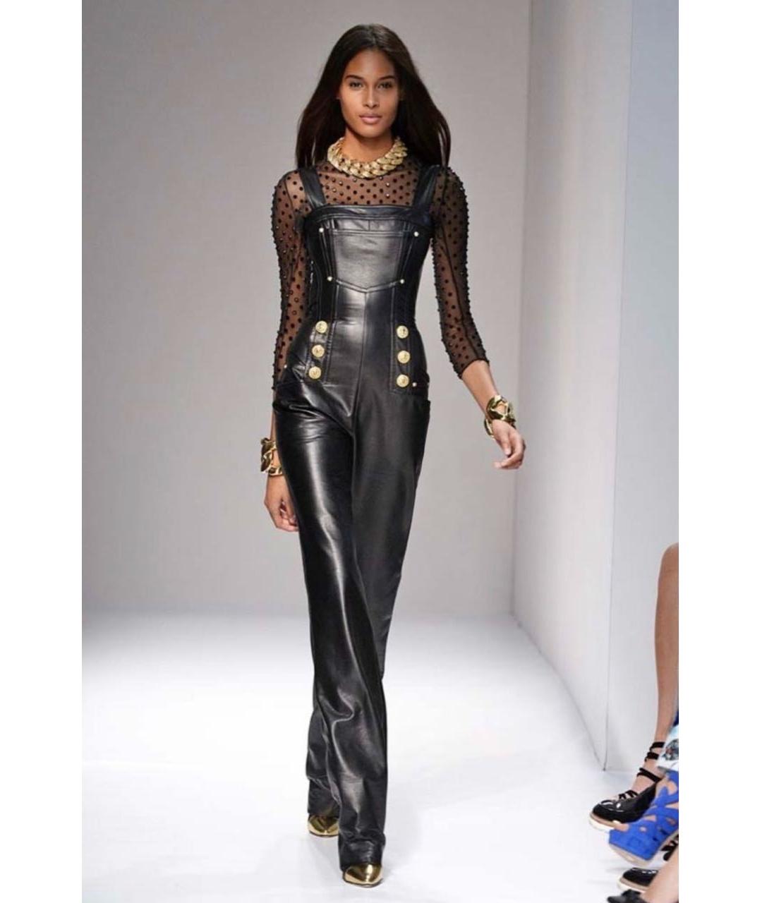 BALMAIN Черный кожаный комбинезон, фото 3