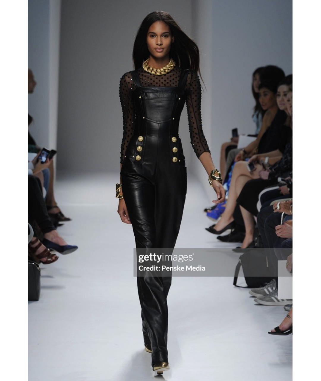 BALMAIN Черный кожаный комбинезон, фото 6