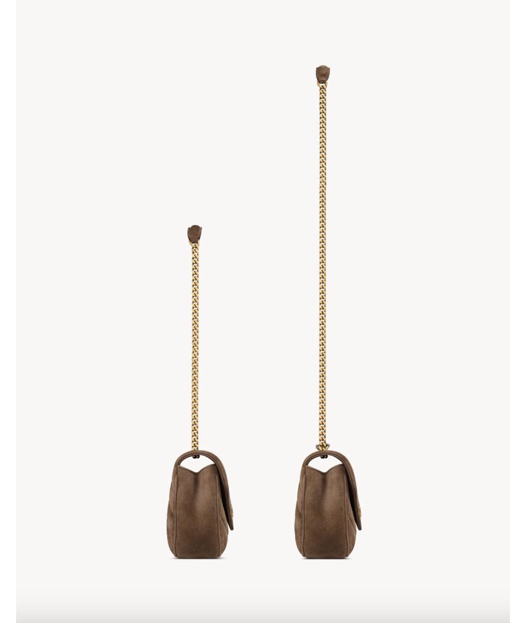 SAINT LAURENT Коричневая замшевая сумка через плечо, фото 3