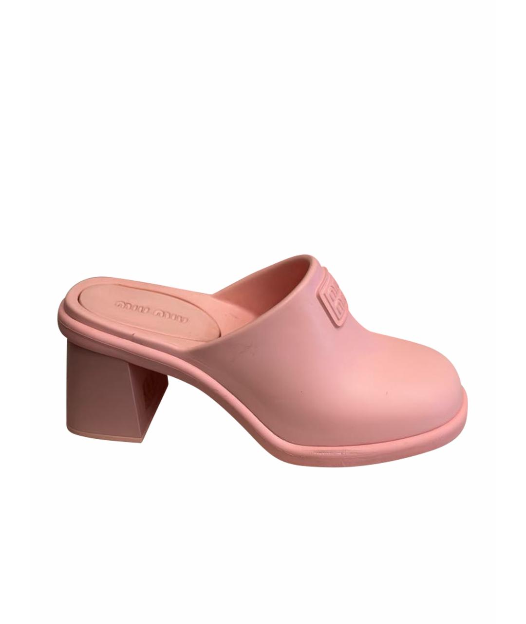 MIU MIU Розовые резиновые мюли, фото 1