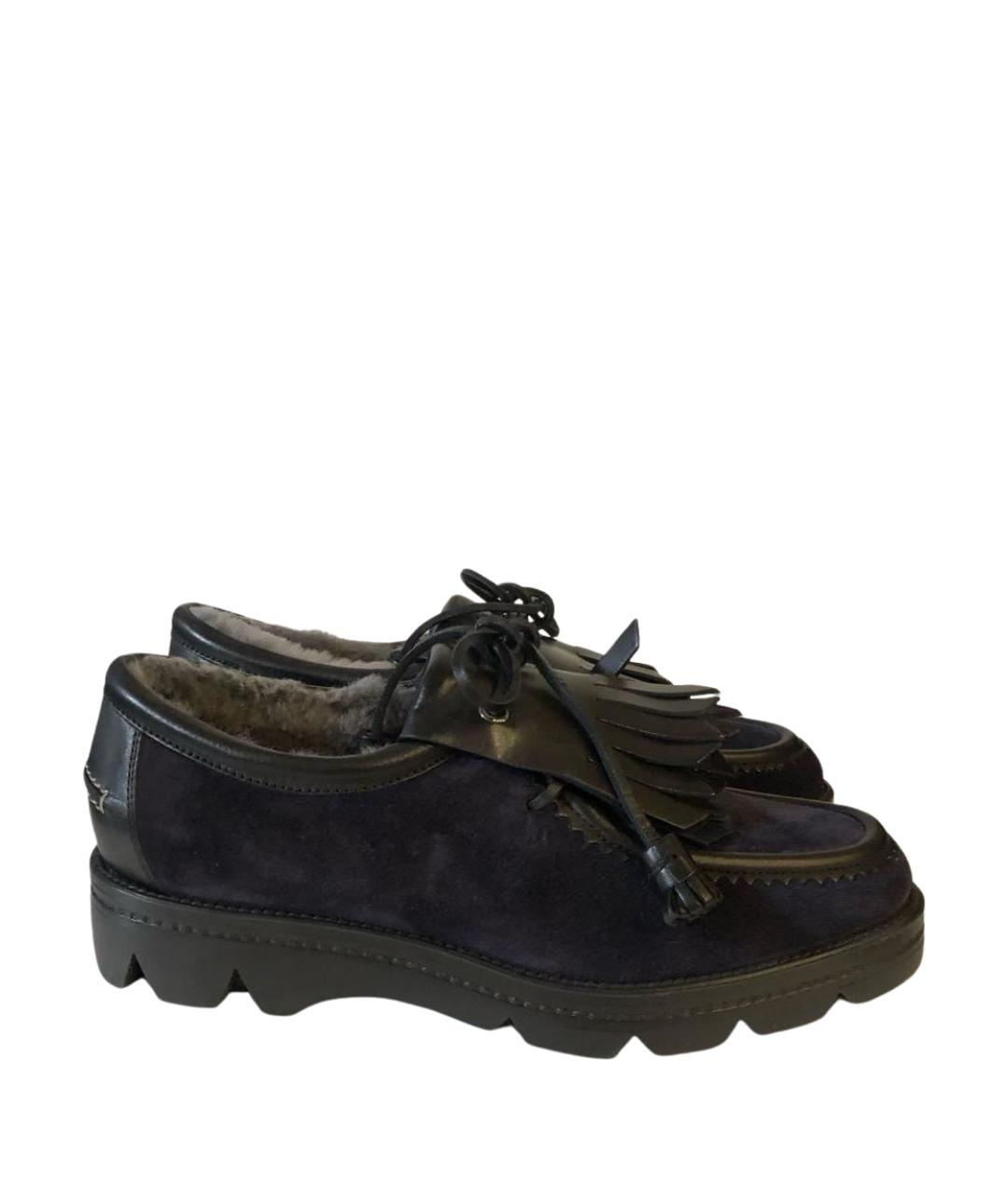 SANTONI Темно-синие замшевые мокасины, фото 1