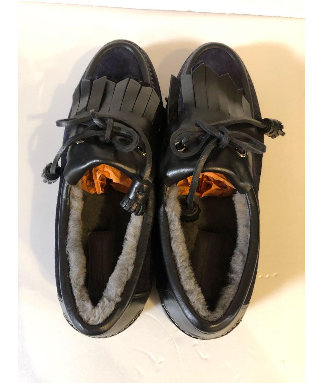 SANTONI Темно-синие замшевые мокасины, фото 3