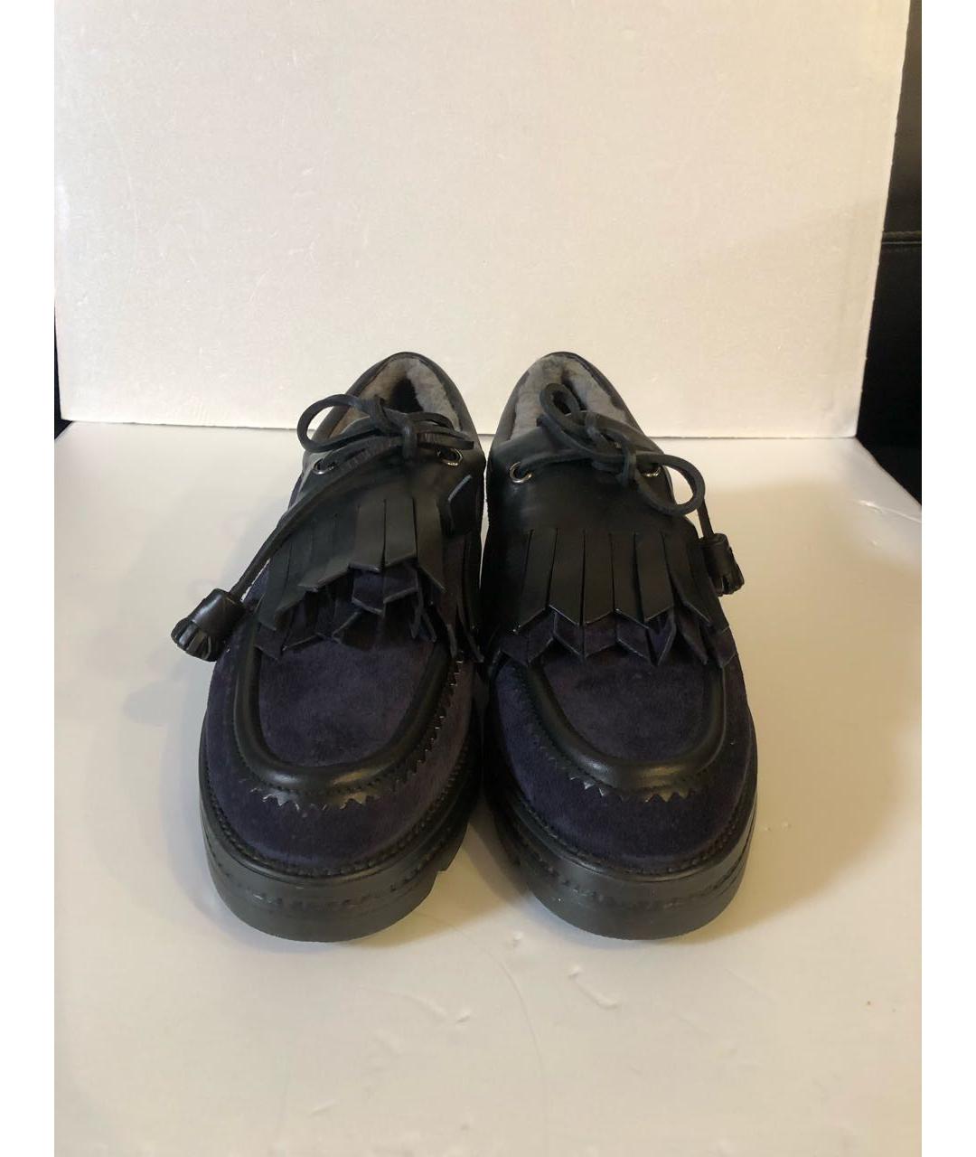 SANTONI Темно-синие замшевые мокасины, фото 2