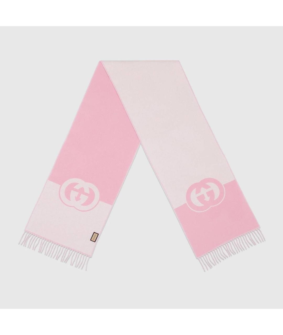 GUCCI Розовый шерстяной шарф, фото 5