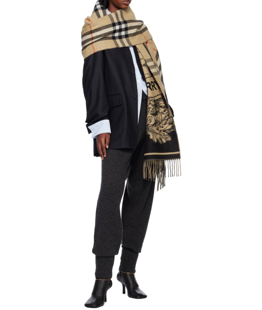 BURBERRY Бежевый кашемировый шарф, фото 4
