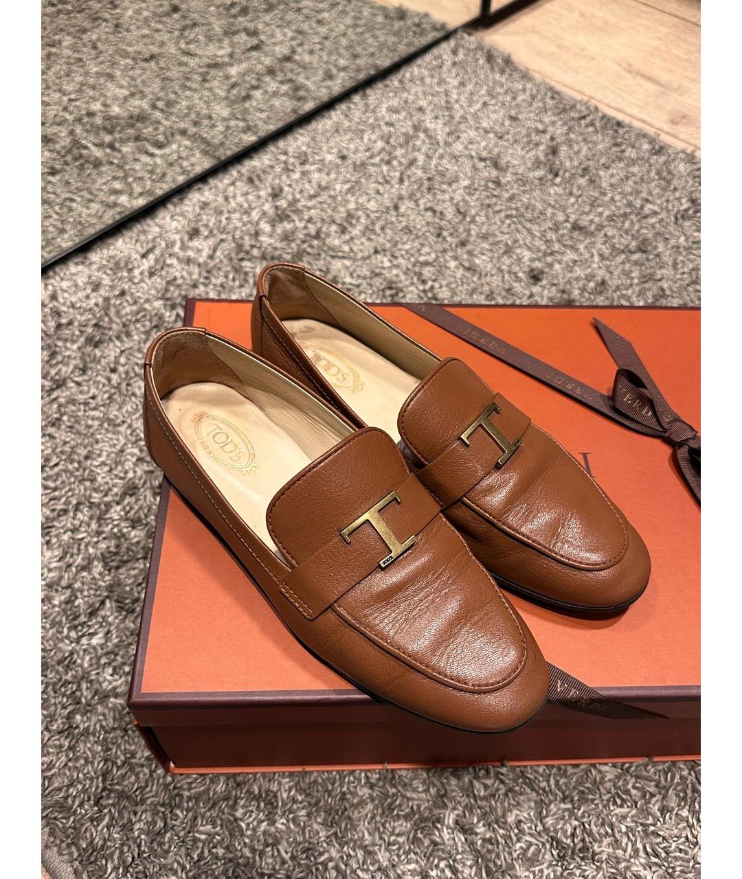 TOD'S Коричневые кожаные лоферы, фото 6