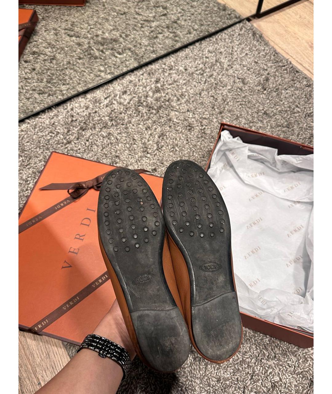 TOD'S Коричневые кожаные лоферы, фото 8