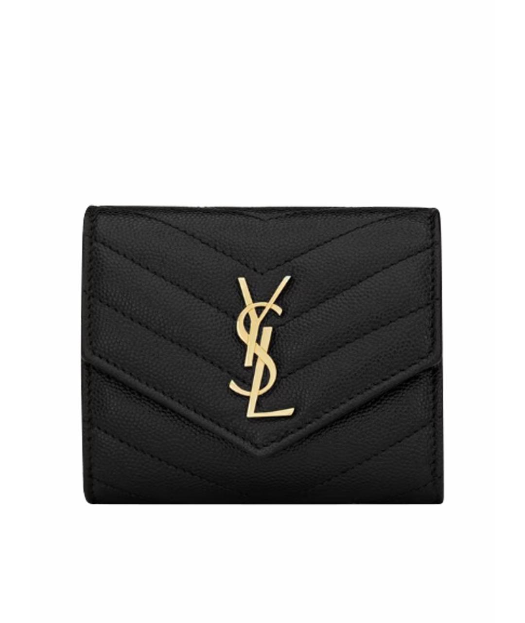 SAINT LAURENT Черный кожаный кошелек, фото 1