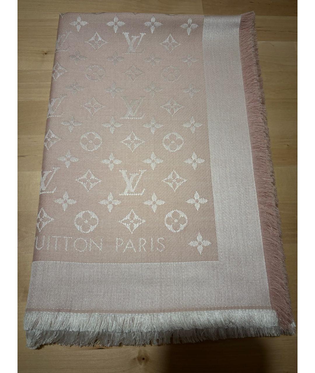 LOUIS VUITTON Розовый шерстяной платок, фото 4
