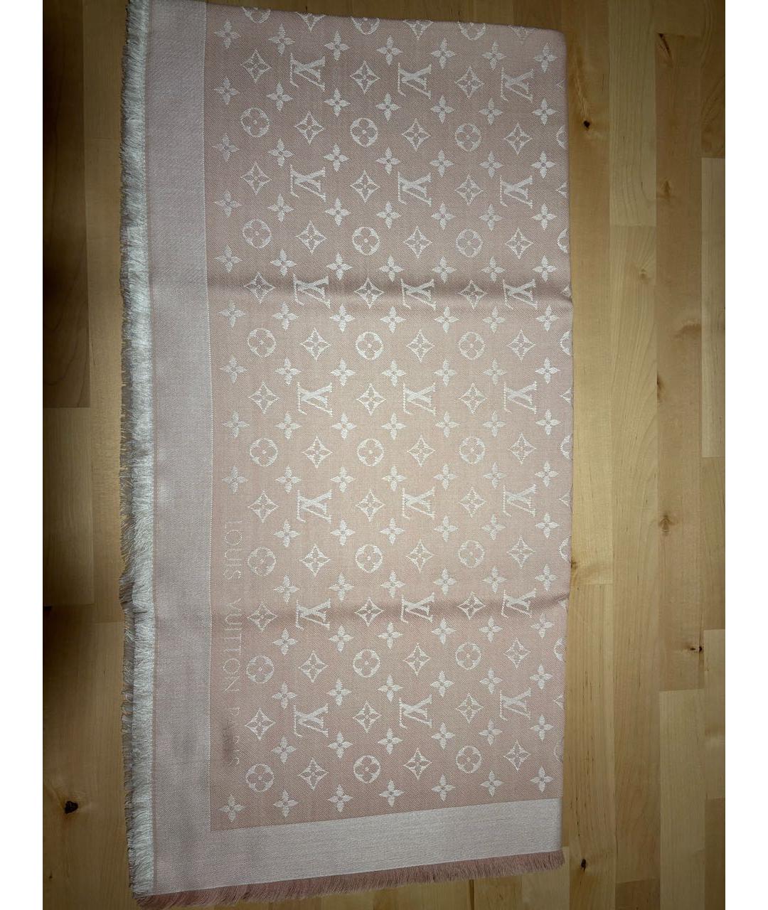 LOUIS VUITTON Розовый шерстяной платок, фото 8