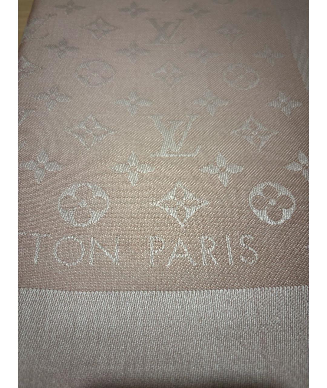 LOUIS VUITTON Розовый шерстяной платок, фото 2