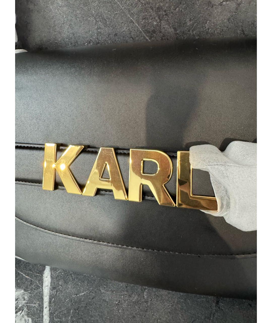 KARL LAGERFELD Черная кожаная сумка через плечо, фото 7