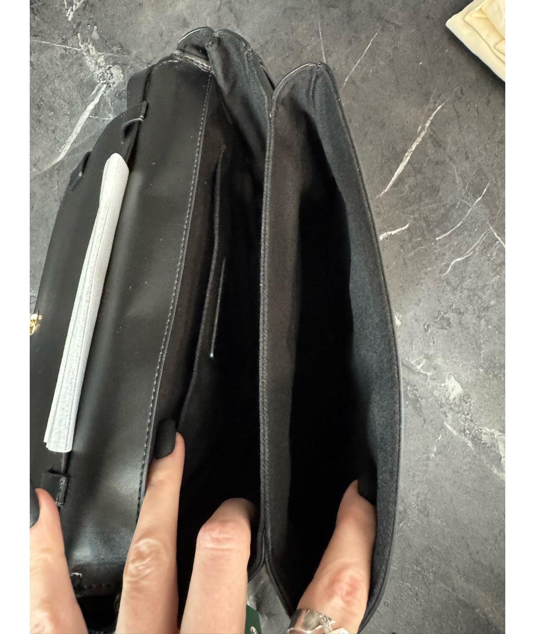 KARL LAGERFELD Черная кожаная сумка через плечо, фото 4