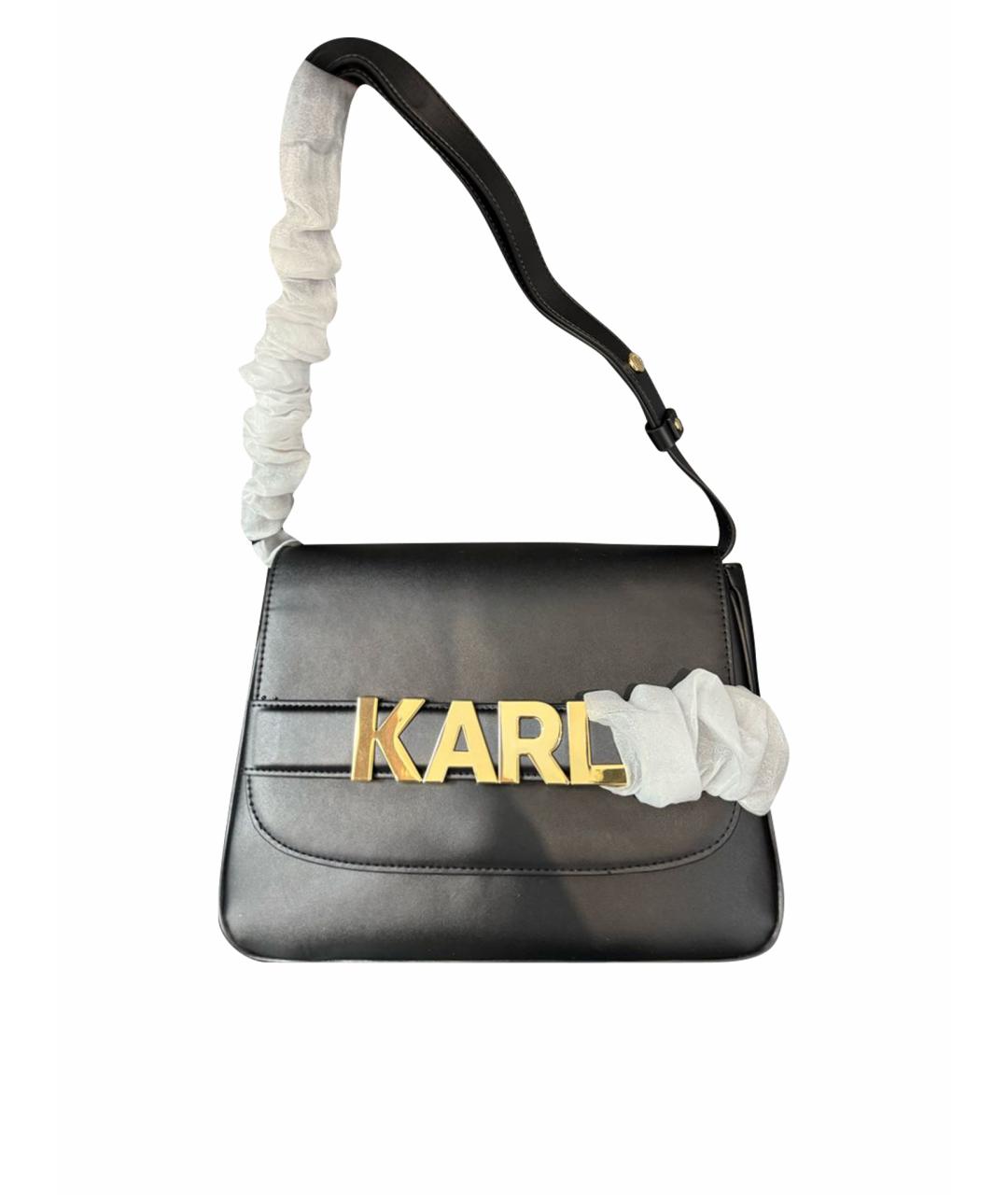KARL LAGERFELD Черная кожаная сумка через плечо, фото 1