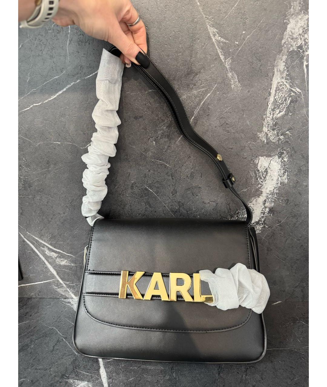 KARL LAGERFELD Черная кожаная сумка через плечо, фото 9