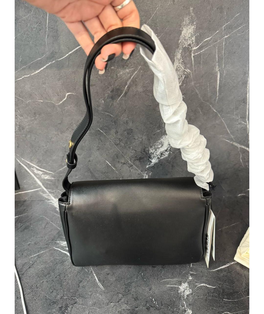 KARL LAGERFELD Черная кожаная сумка через плечо, фото 3