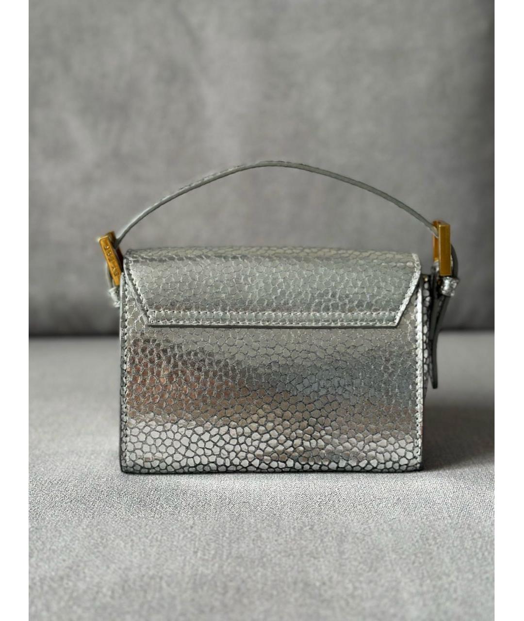 BY FAR Серебряная кожаная сумка с короткими ручками, фото 4