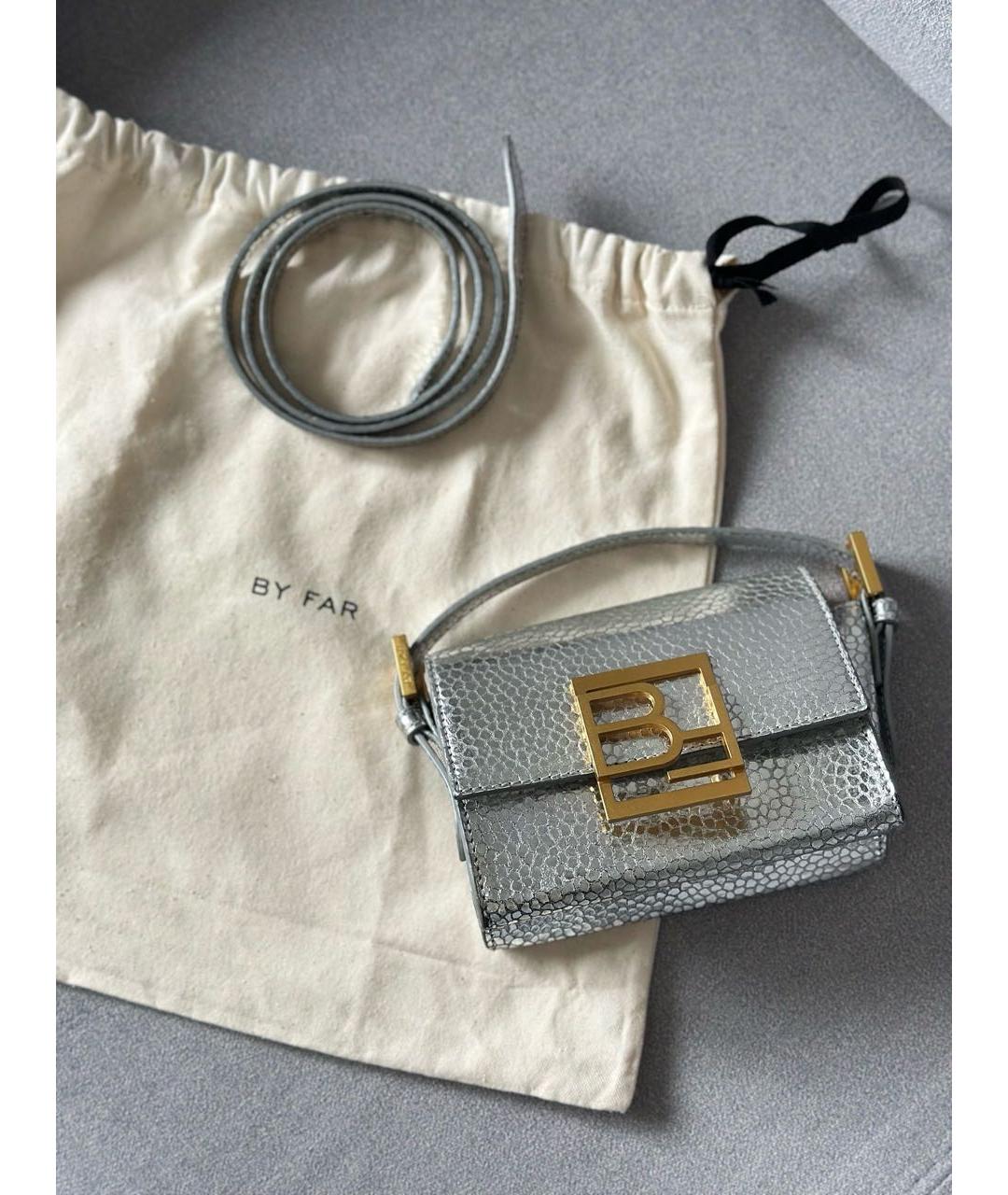 BY FAR Серебряная кожаная сумка с короткими ручками, фото 2