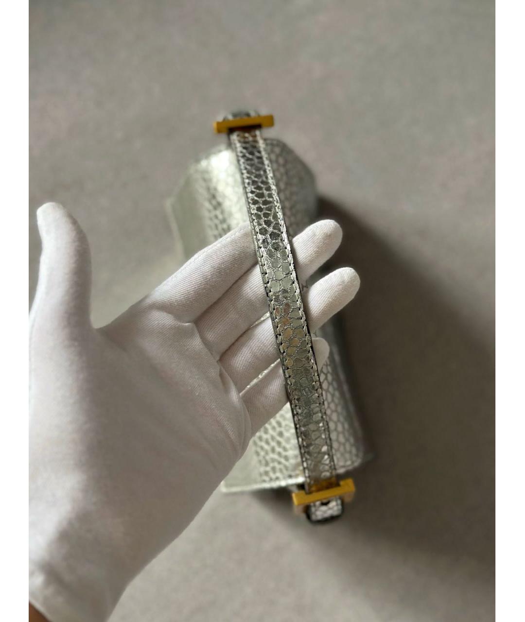 BY FAR Серебряная кожаная сумка с короткими ручками, фото 7