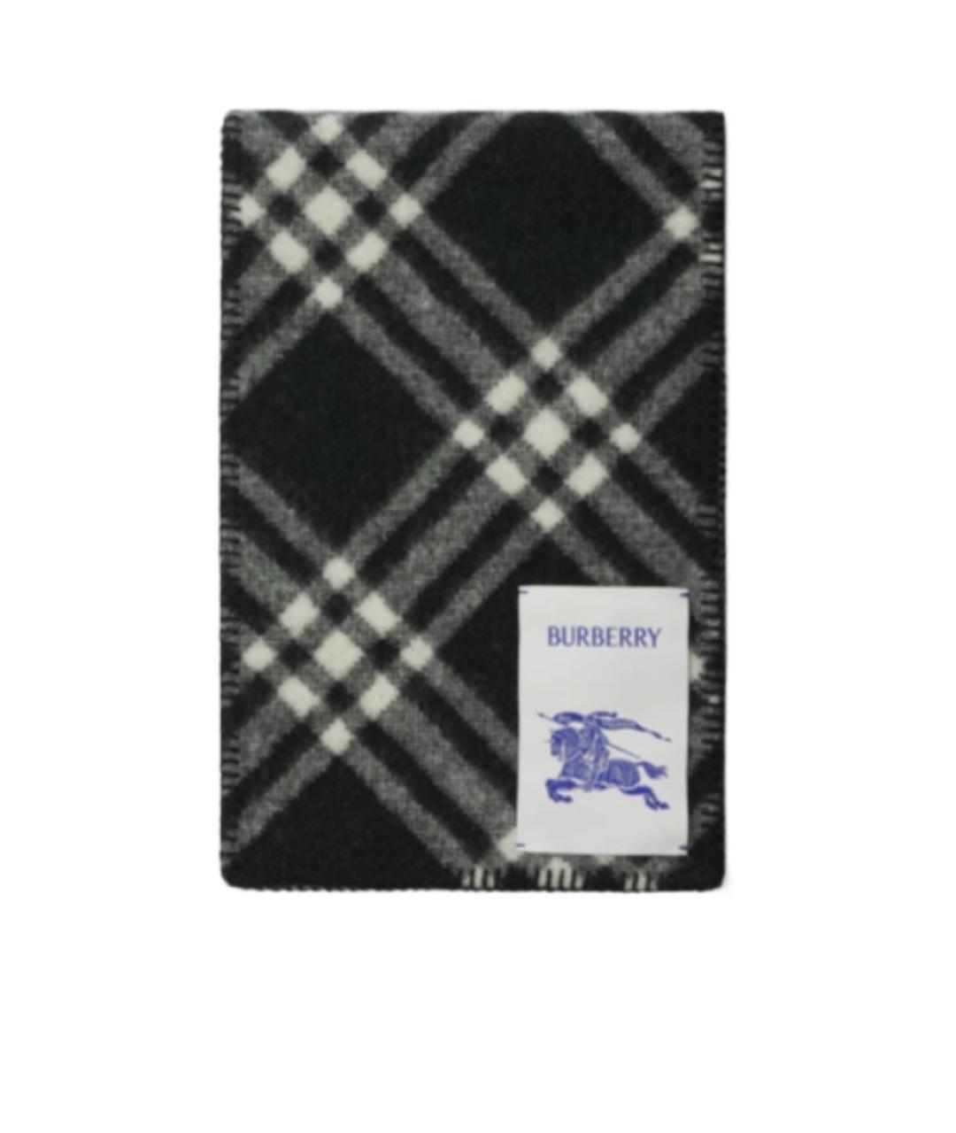 BURBERRY Черный шерстяной шарф, фото 1