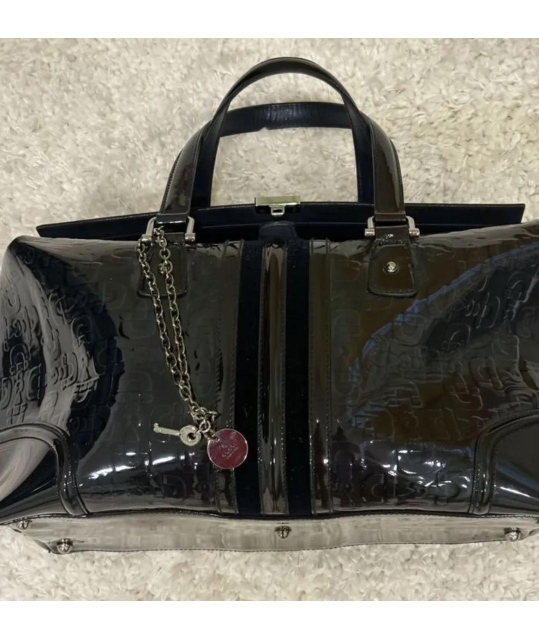 GUCCI Темно-синяя дорожная/спортивная сумка из лакированной кожи, фото 3