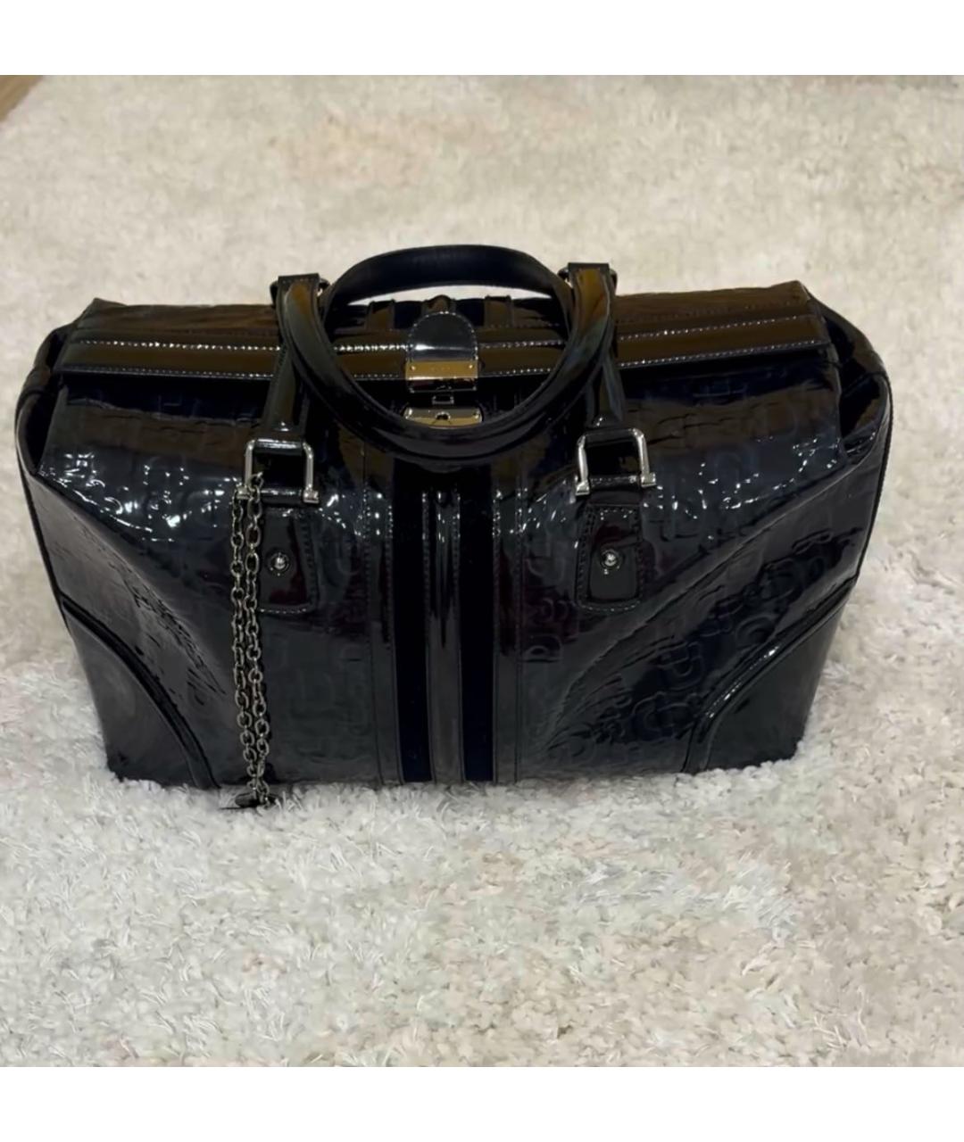 GUCCI Темно-синяя дорожная/спортивная сумка из лакированной кожи, фото 6