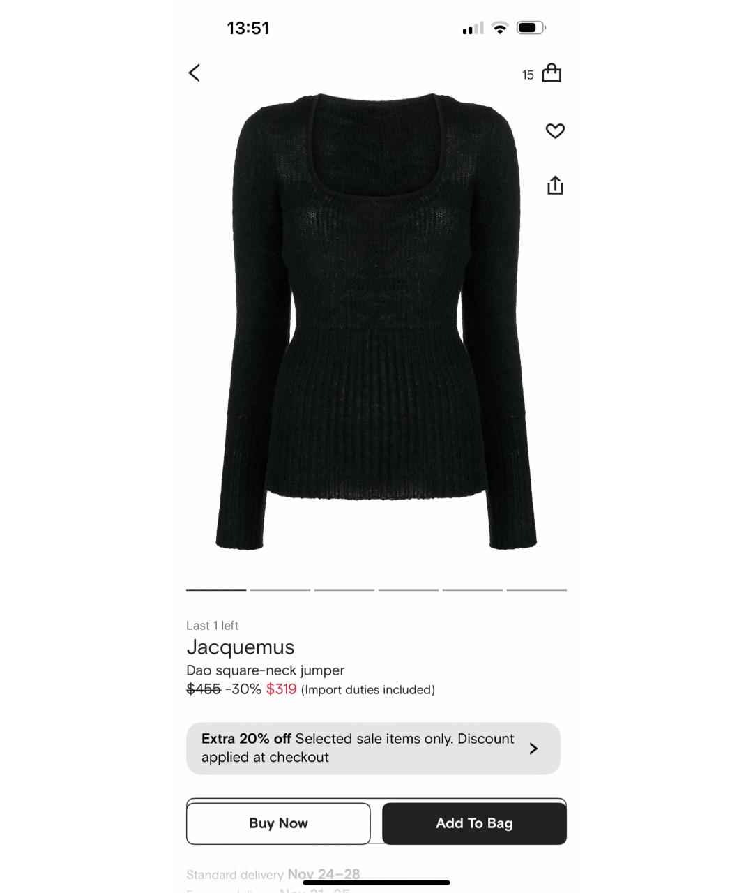 JACQUEMUS Черный шерстяной джемпер / свитер, фото 8