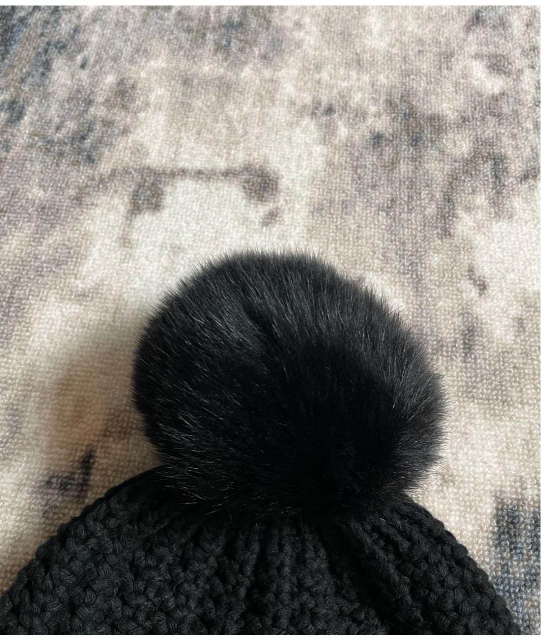 MONCLER Черная шерстяная шапка, фото 3