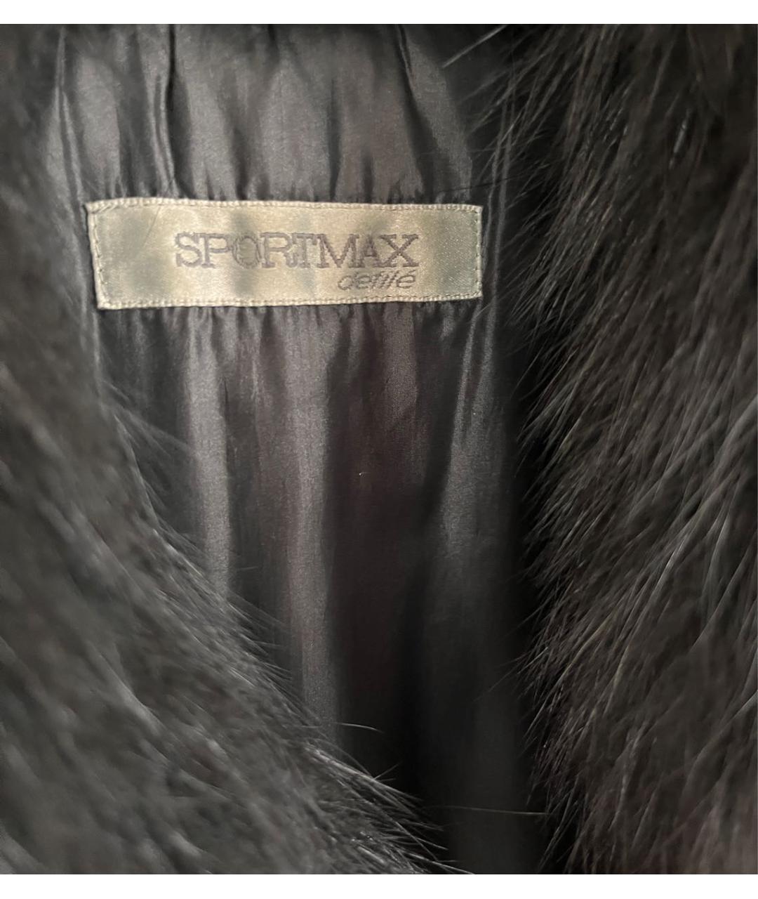 SPORTMAX Черное кожаное пальто, фото 7