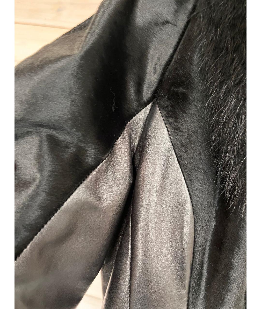 SPORTMAX Черное кожаное пальто, фото 3