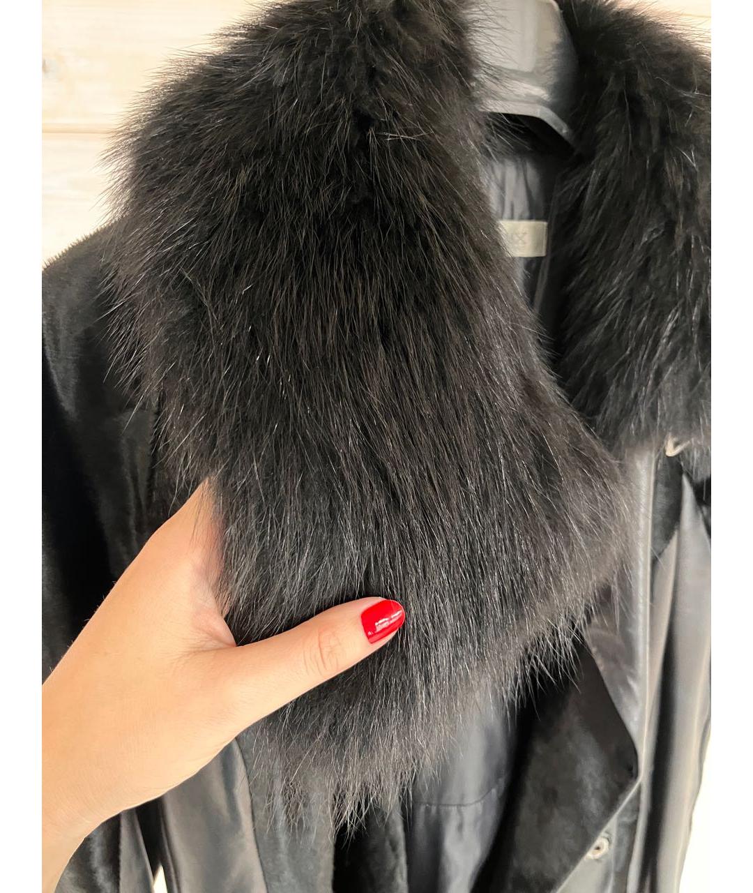 SPORTMAX Черное кожаное пальто, фото 4