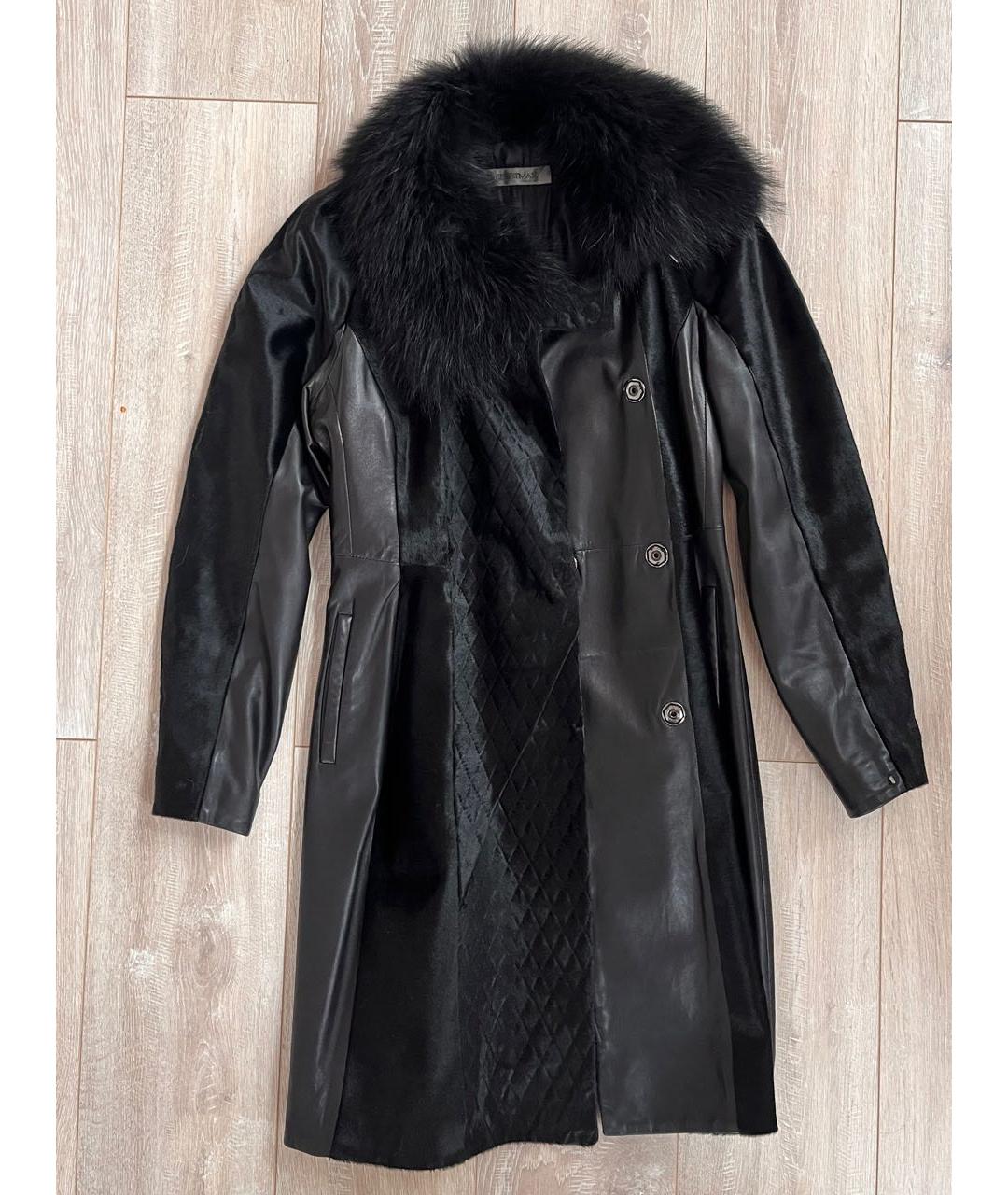 SPORTMAX Черное кожаное пальто, фото 8